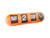 Horloge murale pliante orange avec cadran analogique à droite