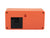 Arrière d'une horloge murale orange rétro avec compartiment de connexion