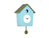 Maisonnette de coucou murale bleue avec oiseau, cadran blanc et balancier vert