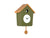 Horloge murale coucou design maison, verte avec toit beige et balancier marron
