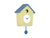 Horloge murale au design de maison, boîtier jaune clair avec pendule bleue