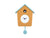 Horloge murale style horloge à coucou avec maison beige, toit bleu, cadran blanc et pendule
