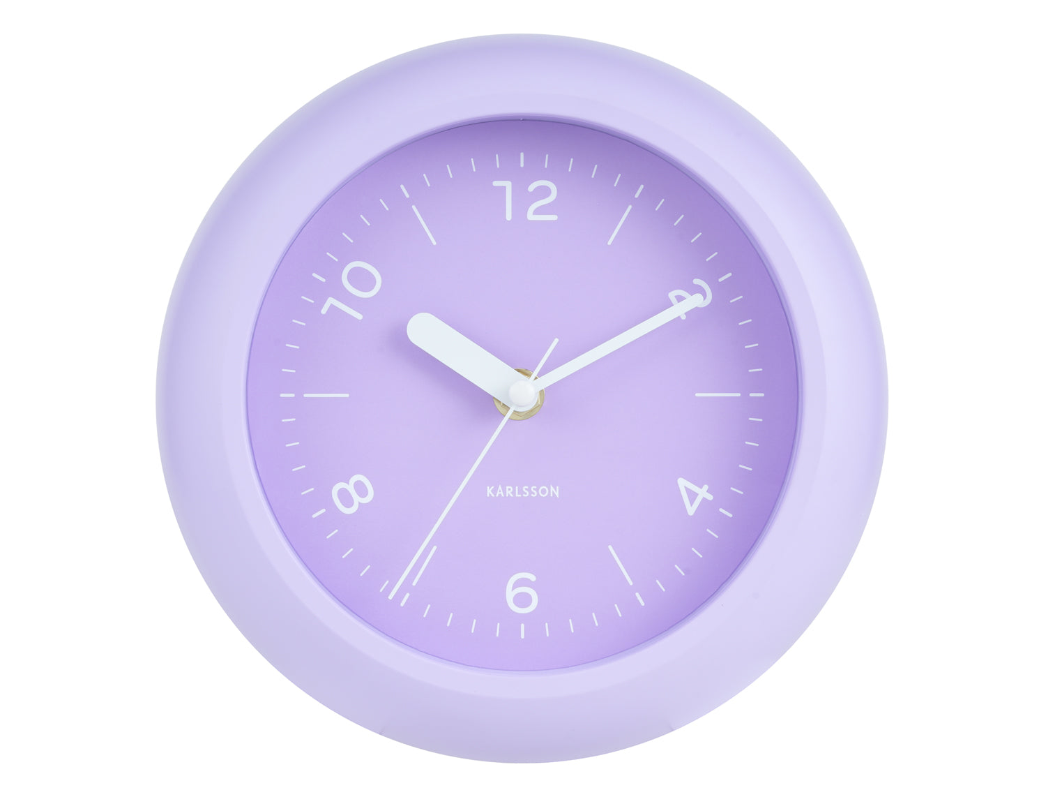 Horloge murale Karlsson lilas doux avec chiffres romains et aiguilles blanches