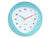 Horloge murale ronde bleu turquoise avec cadran blanc et trotteuse multicolore