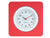 Horloge murale ronde avec boîtier rouge et cadran blanc