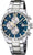 Montre chronographe pour homme avec cadran bleu, compteurs de chronomètre et bracelet en acier inoxydable