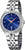 Montre pour femme avec cadran bleu, bracelet et lunette en acier inoxydable ornés de strass