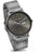 Bracelet de montre pour homme avec bracelet en maille métallique, cadran rond foncé et couronne latérale