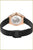 Montre pour femme avec fond de boîtier gravé, boîtier plaqué or rose, bracelet noir