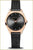 Montre pour femme avec cadran noir et boîtier or rose, bracelet milanais en métal