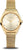 Montre Bering pour femme avec cadran beige, lunette dorée et bracelet milanais
