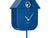 Horloge murale design nichoir, bleu cobalt, détail du cadran et des aiguilles