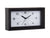Réveil rectangulaire avec cadre noir, cadran blanc et aiguilles noires