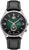 Bracelet avec bracelet en cuir noir et cadran noir, accent vert, date 28