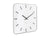 Horloge murale carrée avec verre bombé : cadran blanc, aiguilles noires et index bâtons