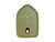 Horloge murale vert olive avec aiguilles jaunes et motif de chien dans le cadre de porte