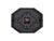 Fond du réveil avec cadre octogonal noir et vue sur le mouvement/mécanisme de l'horloge