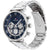 Herrenarmbanduhr mit blauem Zifferblatt, Chronographen-Subziffern und Edelstahlarmband