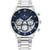 Tommy Hilfiger Herrenarmbanduhr mit blauem Zifferblatt, römischen Ziffern und Edelstahlband