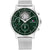 Tommy Hilfiger Herrenuhr mit grünem Zifferblatt, silbernem Gehäuse und Metall-Mesh-Armband