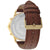 Tommy Hilfiger Quarzuhr mit braunem Lederarmband und goldfarbenem Gehäuse, seitlich