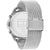 Herren-Chronographenuhr Rückansicht mit Edelstahl-Meshband und sichtbarer Gehäuseprägung