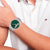 Herren-Chronographenuhr mit grünem Zifferblatt und silbernem Edelstahl-Meshband
