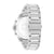 Herrenarmbanduhr Rückseite mit silbernem Edelstahlgehäuse und Edelstahlarmband