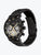 Herrenarmbanduhr mit schwarzem Gehäuse, Mineralglas und schwarzem Zifferblatt am Metallarmband