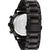 Rückansicht Herren-Armbanduhr: schwarzes Metallarmband und silberner Gehäuseboden