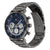 Herrenarmanduhr mit blauem Zifferblatt, silbernen Teilzifferblättern und dunkelgrauem Edelstahlarmband