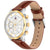 Tommy Hilfiger Herrenuhr: braunes Lederarmband, goldene Lünette, Chrono-Zifferblatt