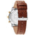 Tommy Hilfiger Herrenuhr Seitenansicht: braunes Lederarmband, silbernes Gehäuse, Gold-Drücker