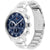 Tommy Hilfiger Chronograph Uhr mit blauem Zifferblatt, römischen Ziffern und Drückern