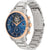 Tommy Hilfiger Chronograph, blaues Zifferblatt mit Roségold-Lünette und silbernem Band