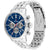 Herren-Chronograph mit blauem Ziffernblatt, Chrono-Totalisatoren und silbernem Metallarmband