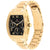 Tommy Hilfiger Uhr Frontansicht, goldfarbenes Metallband, schwarzes Zifferblatt