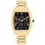 Tommy Hilfiger Herrenarmbanduhr mit goldfarbenem Metallband und schwarzem Zifferblatt