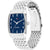 Tommy Hilfiger Herrenarmbanduhr mit blauem Zifferblatt und geflochtenem Edelstahlband.