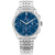 Tommy Hilfiger Herrenarmbanduhr mit silbernem Edelstahlband und blauem Zifferblatt, analog