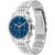 Herrenarmbanduhr mit blauem Zifferblatt, Chrono-Optik und silbernem Edelstahlarmband