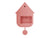 Horloge murale rose en forme de maison avec compartiment arrière ouvert et suspension