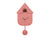 Horloge murale en forme de maison, de couleur rose, avec pendule et aiguilles