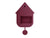Horloge murale design nichoir, boîtier rouge foncé avec compartiment d'horloge ouvert et pendule.