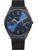 Herren-Uhr mit schwarzem Milanaise-Armband und rundem Gehäuse, blaues Zifferblatt