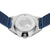 Bering Damenuhr Rückseite mit Weltkarten-Gravur und blauem Mesh-Armband