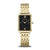 Bering Damenarmbanduhr mit schwarzem Zifferblatt und goldfarbenem Metallarmband