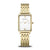 Bering Damenarmbanduhr mit weißem Zifferblatt und goldfarbenem Metallarmband