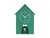 Horloge murale verte en forme de niche avec chiffres et figurine de chien