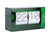 Horloge de table verte avec chiffres rabattables 22 et 10 dans un boîtier en acrylique
